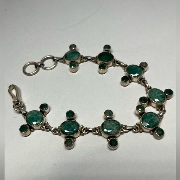 Emerald Bracelet 18.84 Carats Total Sterling Silver